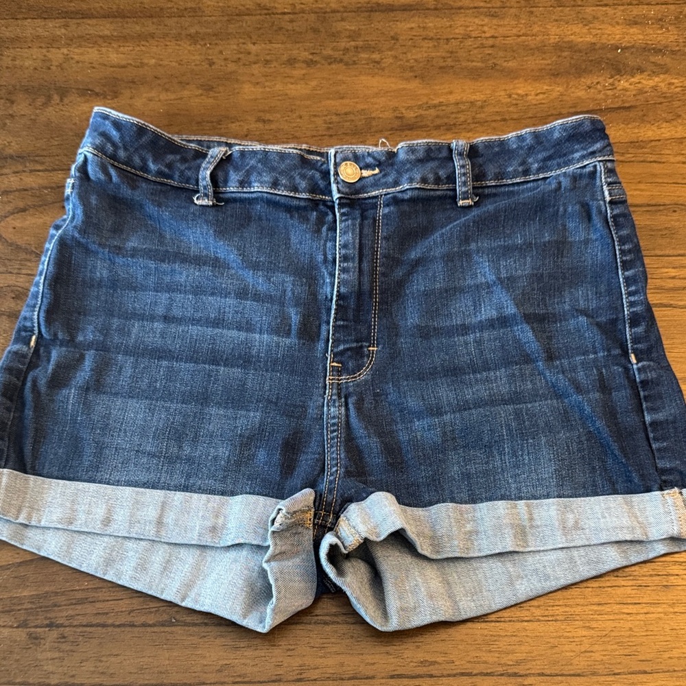 Cello Dark Blue High Waisted Jean Shorts
